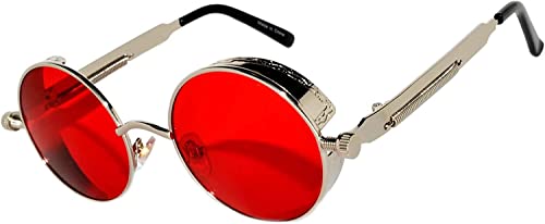 Image of OWL Steampunk Vintage Retro Round Circle Gothic Hippie Colored Plastic Frame Sunglasses Colored Lens