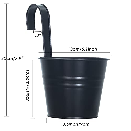 Lovous 5.1" X 3.5" X 4.1" Iron Hanging Planters Multicolor Flower Pots Balcony Garden Railing Planter, Fence Hanging Metal Bucket Plants Holders Set For Indoor And Outdoor, 12Pcs, Black #TOP5