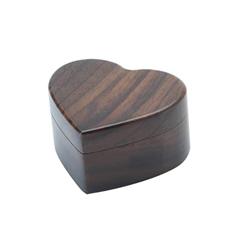 Cabilock Caja De Almacenamiento De Joyas De Madera Forma De Corazón Organizador Vintage Para Anillos Joyero Elegante Para Bodas y Días Especiales Nuez