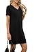 RUMIA Casual Dresses for Women T-Shirt Summer Dress Mini Vacation Spring Dress V-Neck A Line Beach Sundress Black Medium