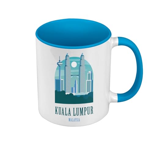Fabulous Mug de Couleur Qualité Premium Bleu - Kuala Lumpur Malaysia Voyage Malaisie Vacances Asie Voyage - Tasse avec anse et intérieur de couleur