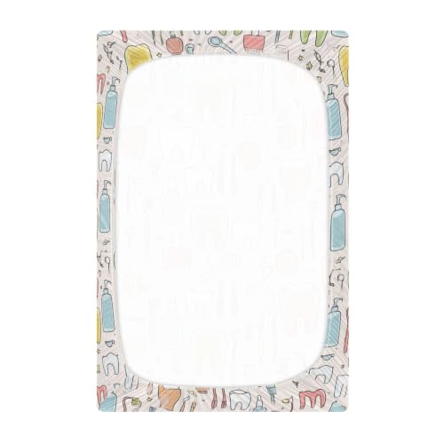 Image of Teeth Dental Cute Crib Sheets Soft Breathable Fitted Baby Crib Sheets Mattress Cover for Girls Boys, 52 inch x 28 inch x 9 inch