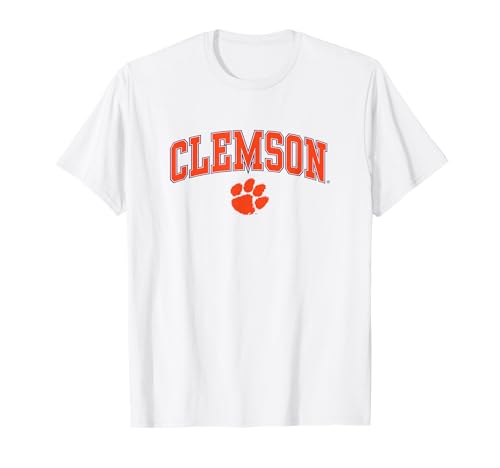Clemson Tigers Arch Over White Officially Licensed Tee T-Shirt for Men and Women