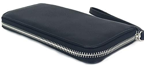 Faux Leather Wallet Simple Slim one Zipper Wallet Black2