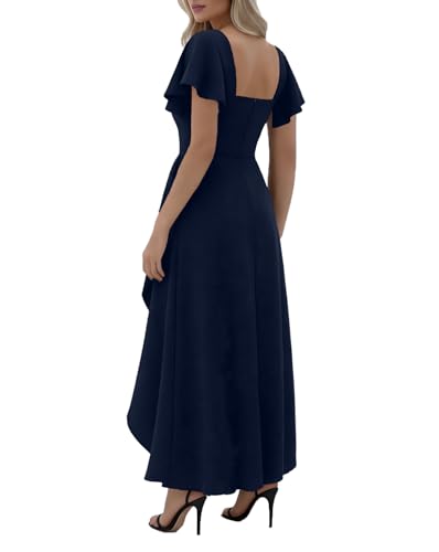 Image of LightlyKiss Women's Square Neck Backless Dress High Slit Wedding Guest Dress Formal Cocktail Party Dress
