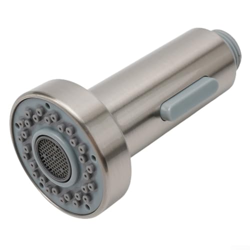 Zilimontt Ugello di ricambio per miscelatore per lavello da cucina, in plastica ABS con finitura cromata, spazzolata o nera opaca, doppia modalità pioggia e schiuma, G 1/2 (spazzolato)