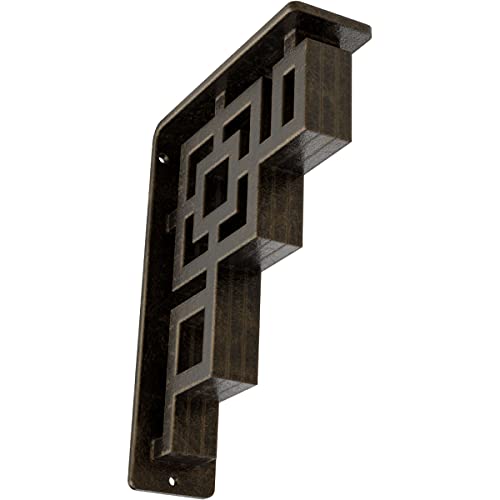 Ekena Millwork BKTM02X05X08TERAPG Metal Bracket, 2" W x 5 1/2" D x 8" H, Antiqued Pale Gold