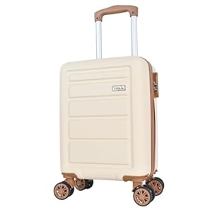 ZAHRAB 40x30x20cm Hard Shell for Ryanair Wizz Air, Underseat Bag Lightweight Hand Luggage Cabin Bag Trolley with Wheels Flight Bags Suit Case (Ivory, 40x30x20 cms)