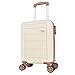 ZAHRAB 40x30x20cm Hard Shell for Ryanair Wizz Air, Underseat Bag Lightweight Hand Luggage Cabin Bag Trolley with Wheels Flight Bags Suit Case (Ivory, 40x30x20 cms)