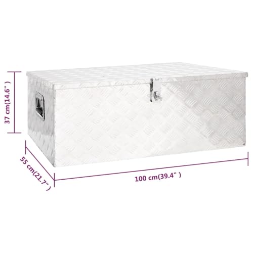 vidaXL Aufbewahrungsbox Aluminiumkoffer Aluminiumbox Lagerbox Lagerkiste Transportkoffer Transportkiste Silbern 100x55x37cm Aluminium