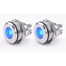 Alpinetech 2PCS PL-16 16mm 5/8" 12V LED Metal Indicator Pilot Dash Light