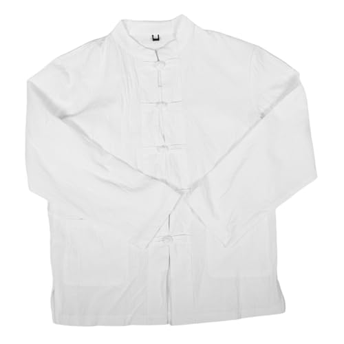 Camisa de estilo chino hombre manga larga de algodón y lino traje vintage