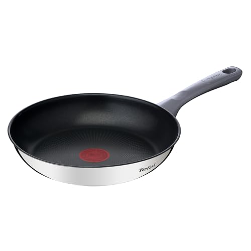 Tefal Daily Cook - Sartén de 24 cm, Apto inducción, antiadherente, revestimiento titanio, Thermo-signal, sin PFOA, apto lavavajillas y horno, acero inoxidable