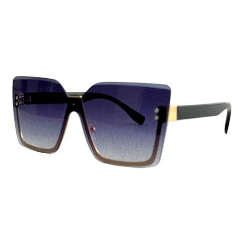 Generic MAVKA STORE Women's Slim Metal Half-Frame Square Sunglasses with UV400 Protection, Includes Case, Bag, Cleaning Cloth, Screwdriver, Bkue, Blue