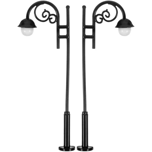 Alasum 2-Pack Miniature Street Lights 1:12 Alloy – Vintage Lamp Posts Light Up Pathways for Dollhouse, Christmas Village & Fairy Garden
