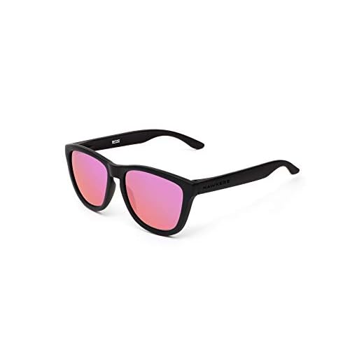 HAWKERS Gafas de Sol ONE Carbon Black, para Hombre y Mujer, con Montura Negra Mate y Degradada Fucsia con Efecto Espejo, Protección UV400