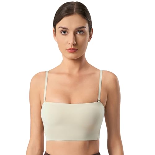 CUTEHEELS Adjustierbarer Fitness-BH für Damen - Schlanker Yoga-Büstenhalter (Sand, S)