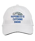 Makoroni - Happiness is CATCHING Snook Fish Fishing Hat Adjustable Cap, DesE84 White
