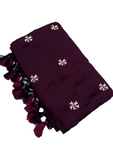 Women's Floral Embroidered Handloom Pure Cotton Saree