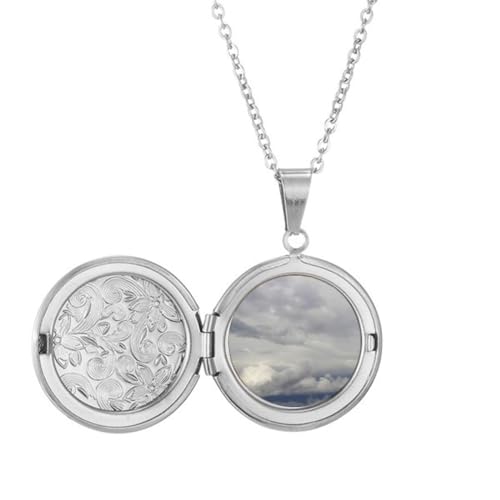 Collier médaillon nuages sombres en acier pour femme