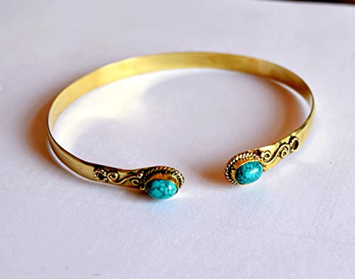 Turquoise Stone Arm Cuff, Armlet, Armband, Upper Arm Cuff, Brass Arm Cuff, Bracelet Armlet, Trible Armlet, Boho Girls Women Arm Cuff #TOP4