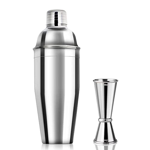Anfly Coctelera Coctéles 750ml Acero Inoxidable con Vaso Medidor de Cócteles Jigger 50ml 25ml,Cocktail Shaker Kit Mezclador de Cócteles Barman