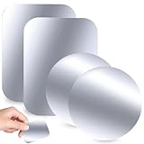 スチールプレート マグネットプレート 4枚入り 丸型および角型 3M接着剤付き 車載ホルダー マグネット吸着用 薄い 粘着固定 (銀 - 丸型 2個+銀 - 四角 2個)