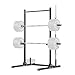 papababe Squat Rack with Pull Up Bar, Multi-Functional Power Rack with J-Hooks and Safety Arms, Workout Rack with Plate Stake and Barbell Storage for Home and Garage Gym