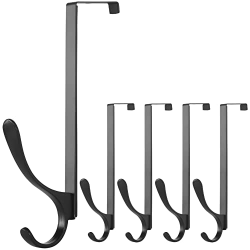 SKOLOO Over The Door Hooks, for Doors up to 4.5cm Thick, Pack of 5, Stainless Steel Door Hanger Hooks