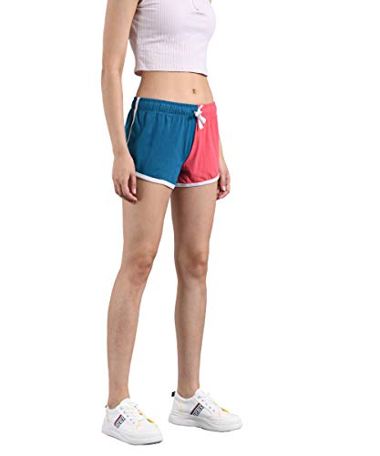 Image of KOTTY Purple and Light Pink Plain Women Night Shorts (Purple & LightPink-34)