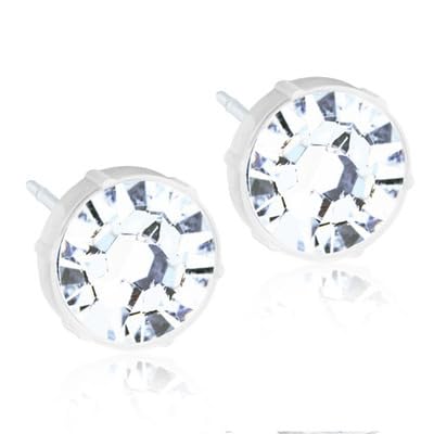 Blomdahl Nickel Free Medical Plastic 6mm Crystal Stud Earrings Best  Choice For Sensitive Ears