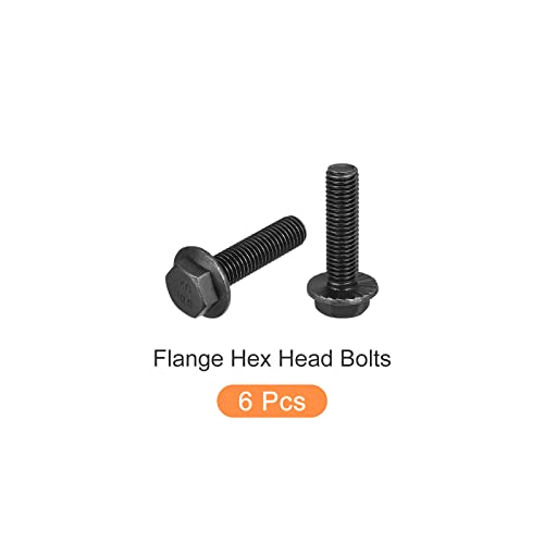 Image of METALLIXITY Flanged Hex Head Bolts (M12x45mm) 6pcs, Hexagon Serrated Flange Bolt Fully Thread Screw - for House Construction Hardware Fasteners