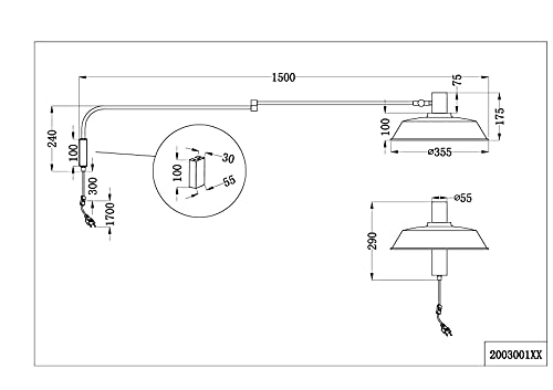 Trio Leuchten Wandleuchte Bolder 200300132, Metall Schwarz matt, exkl. 1x E27
