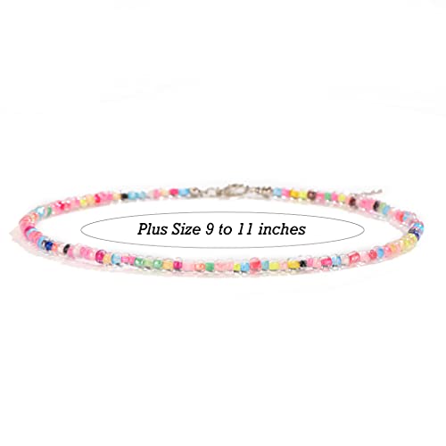 XIJIN Large Beaded Anklets Set Handmade Plus Size Colorful Beads Anklet for Women Foot Ankle Bracelet 9-11 inches4