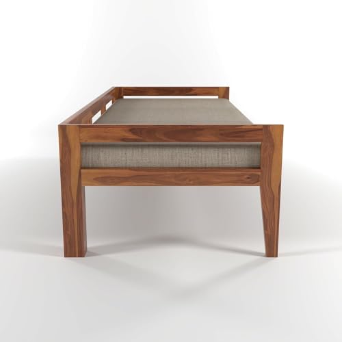 Image of Solid Sheesham Wood Sofa 3 Seater Sofa Diwan Bed for Home Living Room Wooden Couch Diwan Sofa Sheet Without Small Pillow for Living Room and Office (Honey)