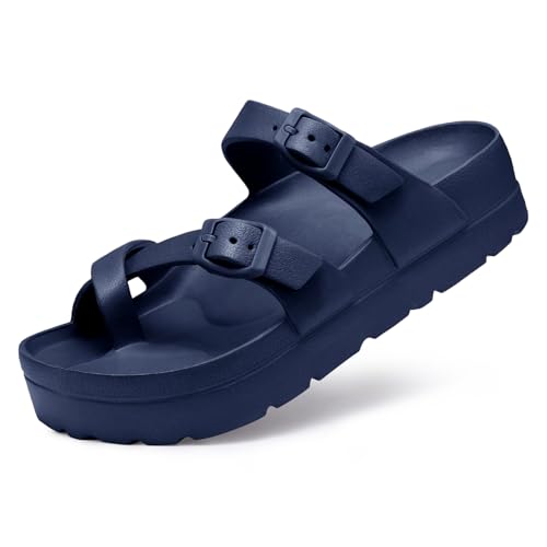 Image of Goosecret Women's Platform Sandals with Arch Support Comfortable Foam Slides Summer Beach Sandals with Adjustable Buckle