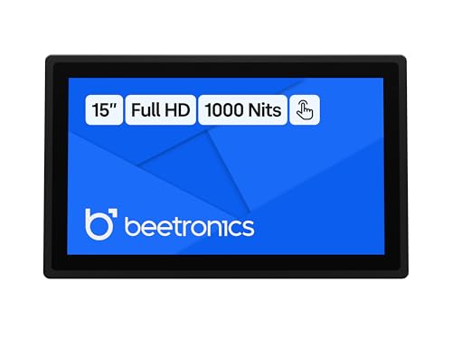 Image of Beetronics 15 Inch High Brightness Touchscreen Monitor | Full HD 1080p | IP66 Waterproof & Dustproof | Industrial Sunlight Readable Outdoor Display for PC, Mac, Linux | 15HB9M /U1