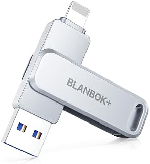 BLANBOK+ MFI Certified Memory Stick 128G Flash Drive for Phone USB Stick USB Memory Sticks Photo Stick for Phone/Pad/Android/PC