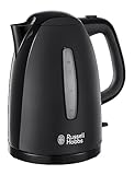 Russell Hobbs Textures Electric 1.7L Cordless Kettle (Fast Boil 3KW, Black Premium Plastic, matt & high Gloss Finish, Removable Washable Anti-Scale Filter, Push to Open lid, Perfect Pour spout) 21271