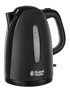 Russell Hobbs Textures Electric 1.7L Cordless Kettle (Fast Boil 3KW, Black Premium Plastic, matt & high Gloss Finish, Removable Washable Anti-Scale Filter, Push to Open lid, Perfect Pour spout) 21271