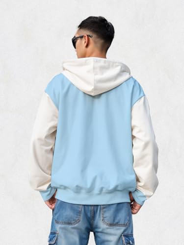 Image of crazymonk Plain Oversized Hood - Sky Blue White