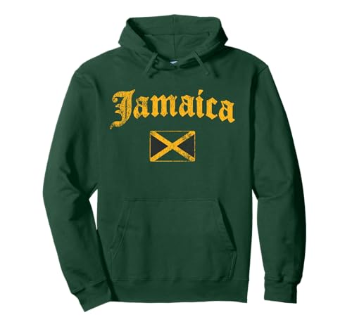 Retro Green Jamaican Flag of Jamaica Souvenir Pullover Hoodie
