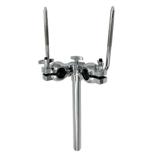 TUOREN Double Tom Holder Double Tom Arm Clamp Stand Adjustable L Rod Ball Tom Drum Mount Bracket for Drum Set Mount Hardware Parts