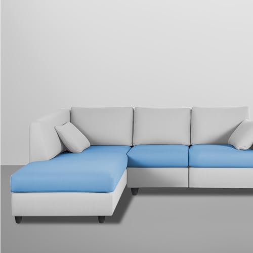 Image of Florian LHS 4 Seater L Shape Sofa Set for Living Room (Turquise Grey Fabric) Premium Fabric Sofa