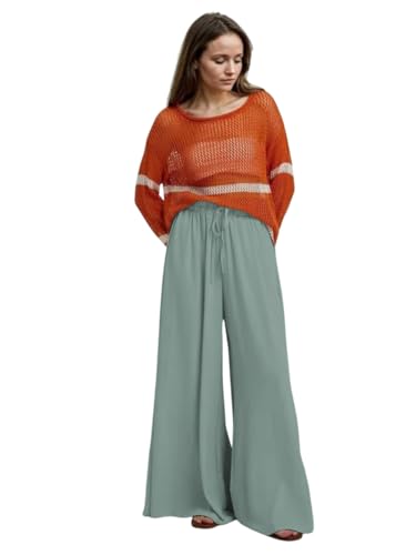 Image of KOTTY Women's Relaxed Fit Wide-Leg Drawstring Palazzo Trouser for Everyday Comfort & Style