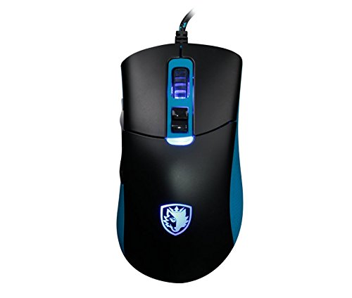 Топ view of Sades S-16 Gunblade Gaming Mouse showing scroll wheel and DPI buttons.