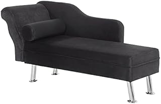 HOMCOM Deluxe Chaise Longue Sofa Bench Armchair Day Bed With Bolster Cushion Decor Black