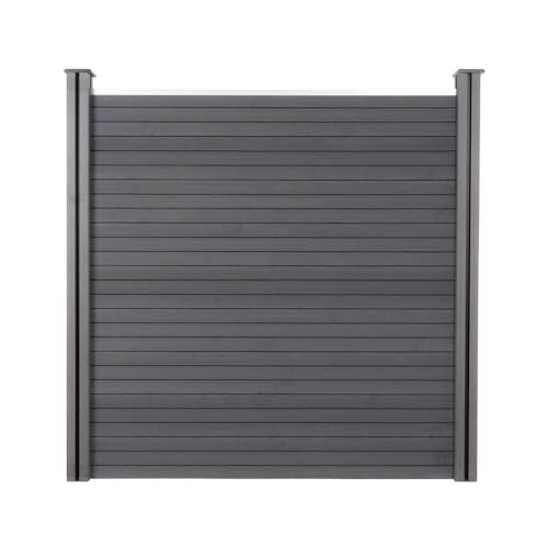 Home Deluxe - WPC Sichtschutzzaun CALLADO - Anthrazit, 1x Element + 2x Pfosten - Breite: ca. 186 cm, inkl. Zubehör I Blickschutz Windschutz Sonnenschutz