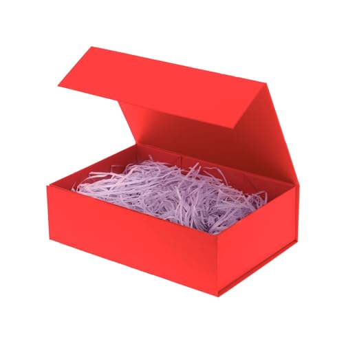 Image of Rsgift Red Gift Box, 11x7.8x3.5 Inches, Magnetic Closure, for Birthday, Wedding, Father's Day, Graduation, Christmas, Thanksgiving