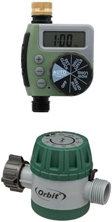 Bundle of Orbit 62056 One Outlet Single-Dial Hose Faucet Timer + Orbit 62034 Mechanical Watering Hose Timer, Colors May Vary
